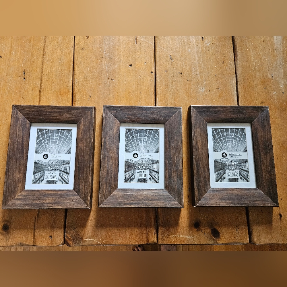 Rustic Brown Wooden Picture Frame Set